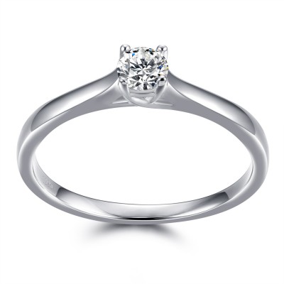 Round Cut 1/6 CT. Gemstone Sterling Silver Engagement Ring