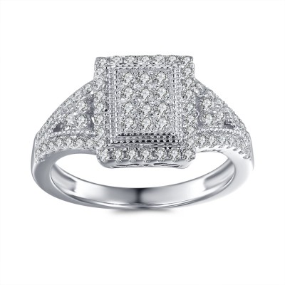 1/3CT Princess Cut Gemstone Sterling Silver Engagement Ring