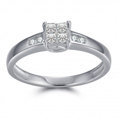 1/8CT Princess Cut Gemstone Sterling Silver Engagement Ring