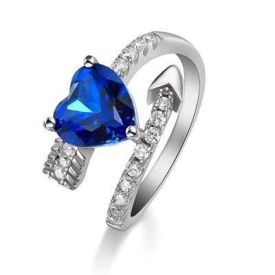 Heart Cut Sapphire Sterling Silver Cocktail Ring