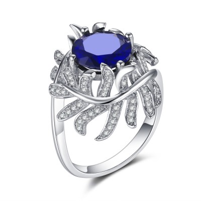Cushion Cut Sapphire 925 Sterling Silver Cocktail Ring