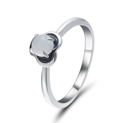 Round Cut Gemstone 925 Sterling Silver Promise Rings For Her