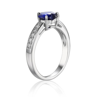 Sapphire Heart Cut 925 Sterling Silver Women's Engagement Ring