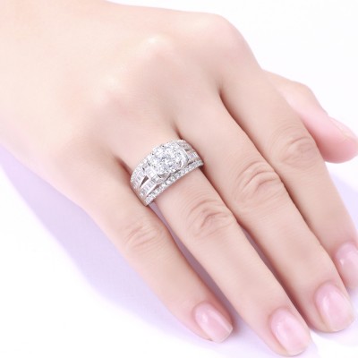 Round Cut Flower White Sapphire 925 Sterling Silver Women's Engagement Ring