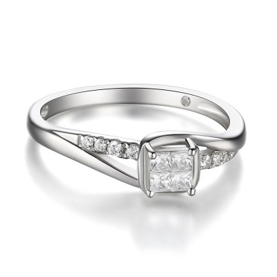 Women's Princess Cut 925 Sterling Silver White Sapphire Engagement Ring