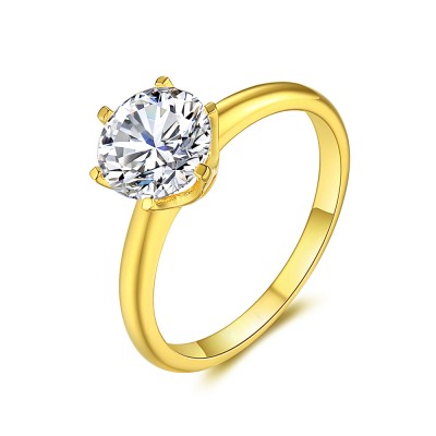Gold 925 Sterling Silver Round Cut Gemstone Engagement Ring
