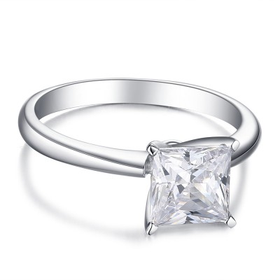 Princess Cut Gemstone 925 Sterling Silver Engagement Ring
