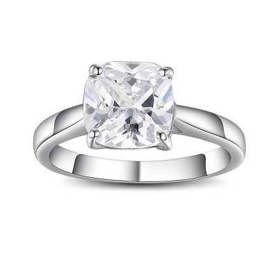 Cushion Cut Gemstone 925 Sterling Silver Promise Rings For Her