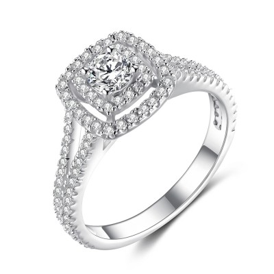 Amazing Round Cut White Sapphire 925 Sterling Silver Women's Engagement Ring
