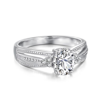 Oval Cut White Sapphire 925 Sterling Silver Women's Engagement Ring