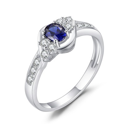 Oval Cut Sapphire 925 Sterling Silver Women's Engagement Ring