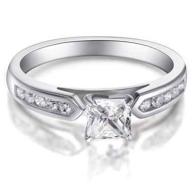 Princess Cut Gemstone 925 Sterling Silver Engagement Ring