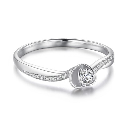 Heart Design Round Cut 925 Sterling Silver Engagement Ring