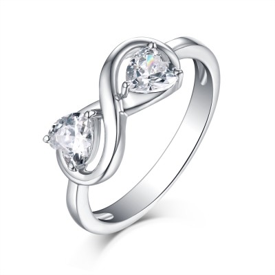 Heart Cut S925 Silver White Sapphire Infinity Rings