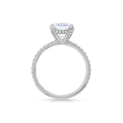 Cushion Cut White Sapphire Sterling Silver Solitaire Engagement Ring