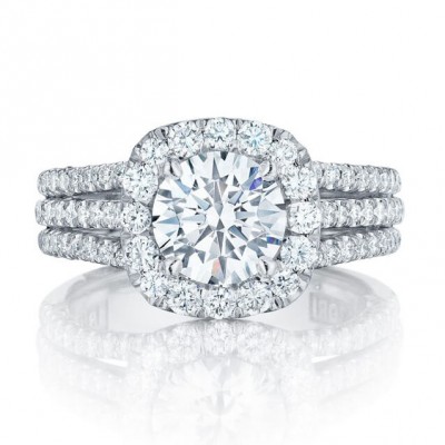 Round Cut White Sapphire 925 Sterling Silver Halo Engagement Rings