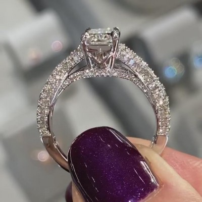 Radiant Cut White Sapphire 925 Sterling Silver Twisted Engagement Ring