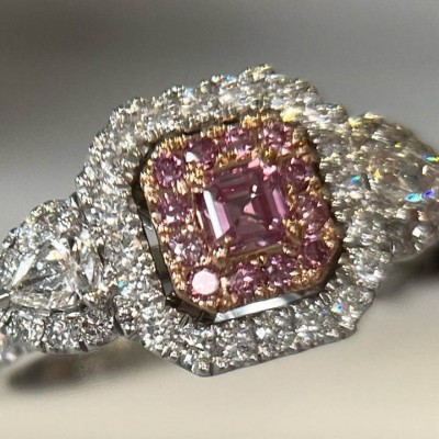 Asscher Cut Pink Sapphire 925 Sterling Silver Double Halo Engagement Ring
