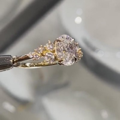 Yellow Gold Oval Cut White Sapphire 925 Sterling Silver Engagement Ring