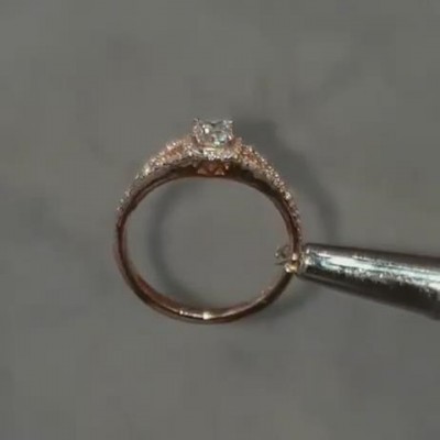 Rose Gold Cushion Cut White Sapphire 925 Sterling Silver Halo Engagement Ring