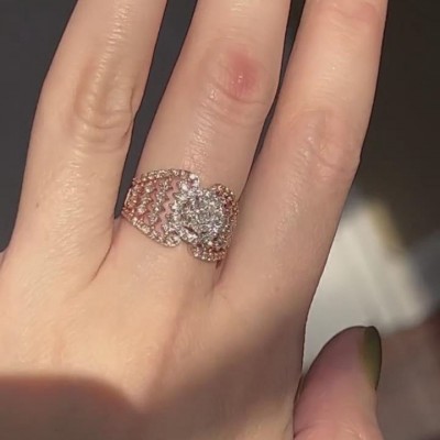 Gorgeous Rose Gold Round Cut White Sapphire 925 Sterling Silver Engagement Ring