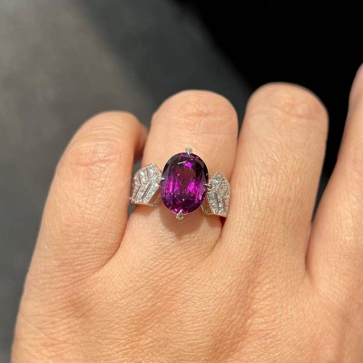 Oval Cut Amethyst 925 Sterling Silver Engagement Ring