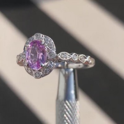 Vintage Oval Cut Amethyst 925 Sterling Silver Engagement Ring