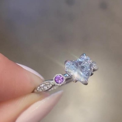 Heart Cut White Sapphire 925 Sterling Silver Promise Ring