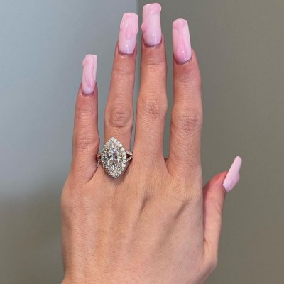 Yellow Gold Marquise Cut White Sapphire 925 Sterling Silver Engagement Ring