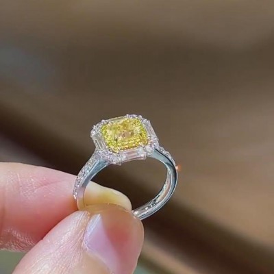 Cushion Cut Yellow Topaz 925 Sterling Silver Halo Engagement Ring