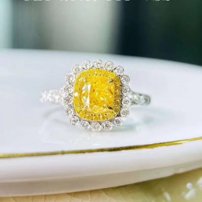 Cushion Cut Yellow Topaz 925 Sterling Silver Halo Engagement Ring