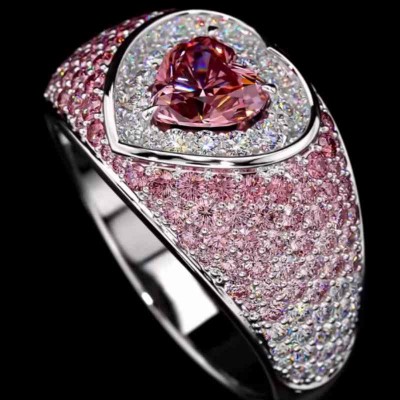 Heart Cut Pink Sapphire 925 Sterling Silver Promise Ring