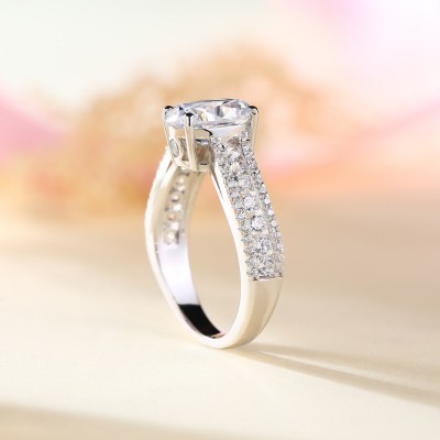 Oval Cut White Sapphire 925 Sterling Silver Engagement Ring