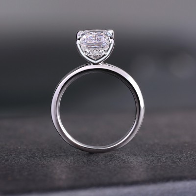 Radiant Cut White Sapphire 925 Sterling Silver Solitaire Engagement Ring