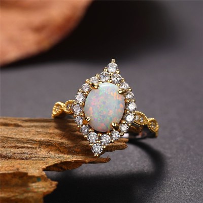 Vintage Oval Cut Opal 925 Sterling Silver Twisted Engagement Ring