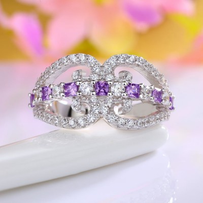 Princess Cut Amethyst 925 Sterling Silver Infinity Women's Band