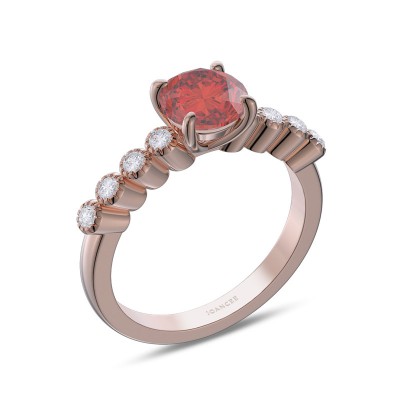 Rose Gold Round Cut Ruby 925 Sterling Silver Engagement Ring