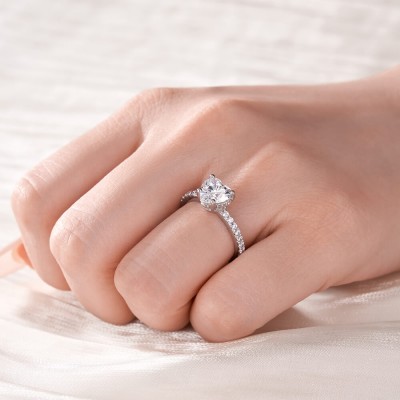 Heart Cut White Sapphire 925 Sterling Silver Promise Ring