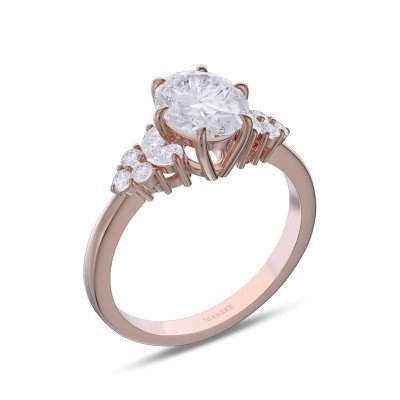 Rose Gold Oval Cut White Sapphire 925 Sterling Silver Engagement Ring