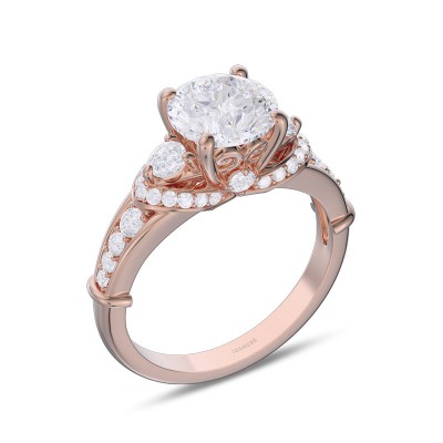 Rose Gold Classic Round Cut White Sapphire 925 Sterling Silver Engagement Ring