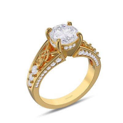 Yellow Gold Round Cut White Sapphire 925 Sterling Silver Infinity Celtic Engagement Ring