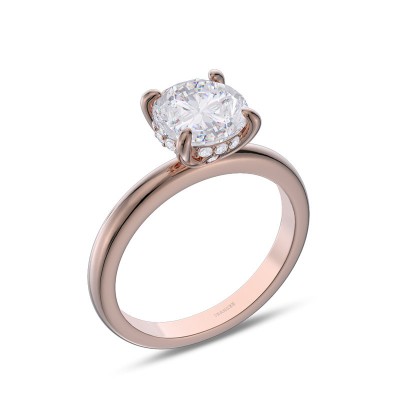 Rose Gold Classic Round Cut 925 Sterling Silver Solitaire Engagement Ring
