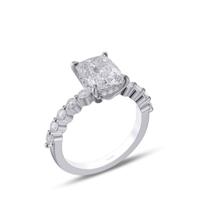 Cushion Cut White Sapphire 925 Sterling Silver Engagement Ring