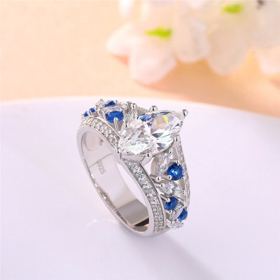 Marquise Cut White Sapphire 925 Sterling Silver Engagement Ring