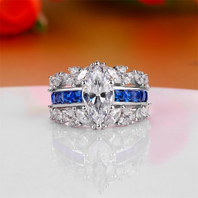 Marquise Cut White Sapphire 925 Sterling Silver Engagement Ring