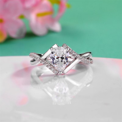 Pear Cut White Sapphire 925 Sterling Silver Twisted Engagement Ring