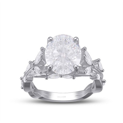 Oval Cut White Sapphire 925 Sterling Silver Vines Leaf Engagement Ring