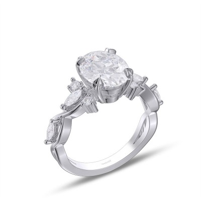 Oval Cut White Sapphire 925 Sterling Silver Twisted Engagement Ring
