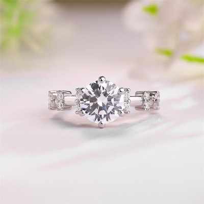 Round Cut White Sapphire 925 Sterling Silver Solitaire Engagement Ring