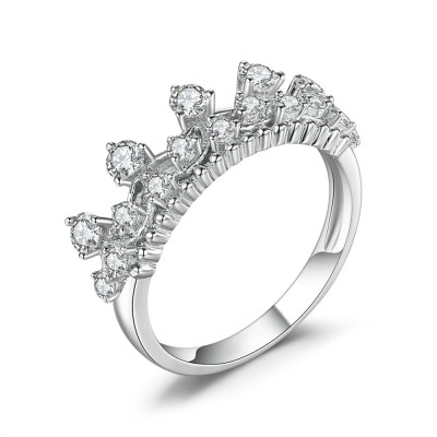 Crown Round Cut Gemstone 925 Sterling Silver Cocktail Ring